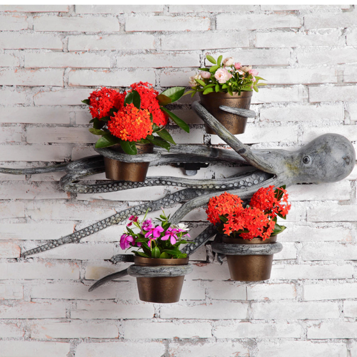 wall mounted metal plant pot holder Octopus Wall Hanging Planter Holder