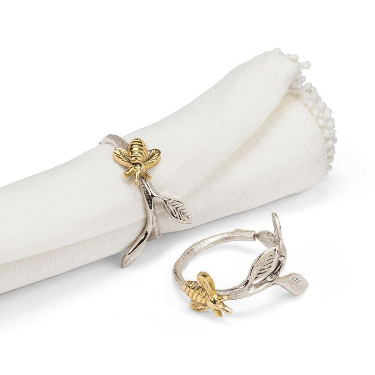 Golden Bee Napkin Rings - Set of 6 Brass Bumblebee Napkin Holders ...
