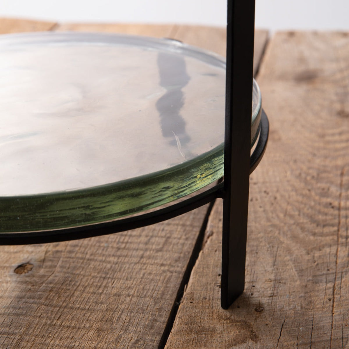 TwoTier Blocked Glass Tray Iron Accents