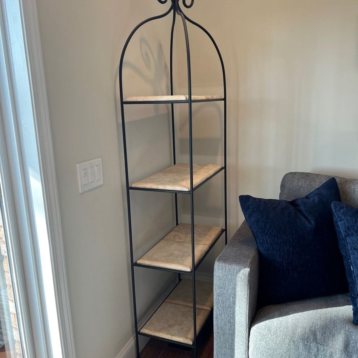 Scroll Double 4-Tier Shelf-Iron Accents