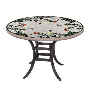 Hummingbird Mosaic Patio Table-Iron Accents