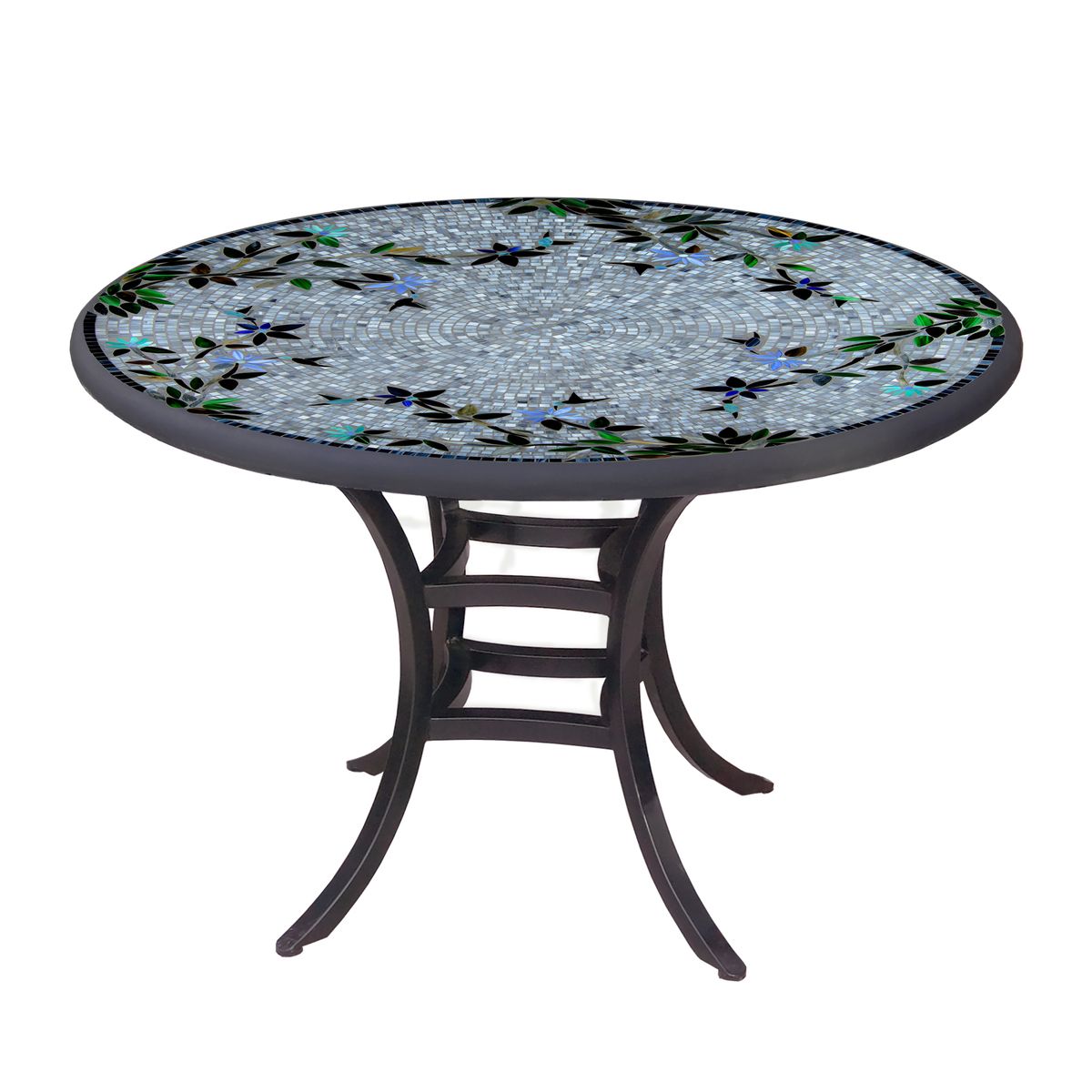 Royal Hummingbird Mosaic Patio Table-Iron Accents