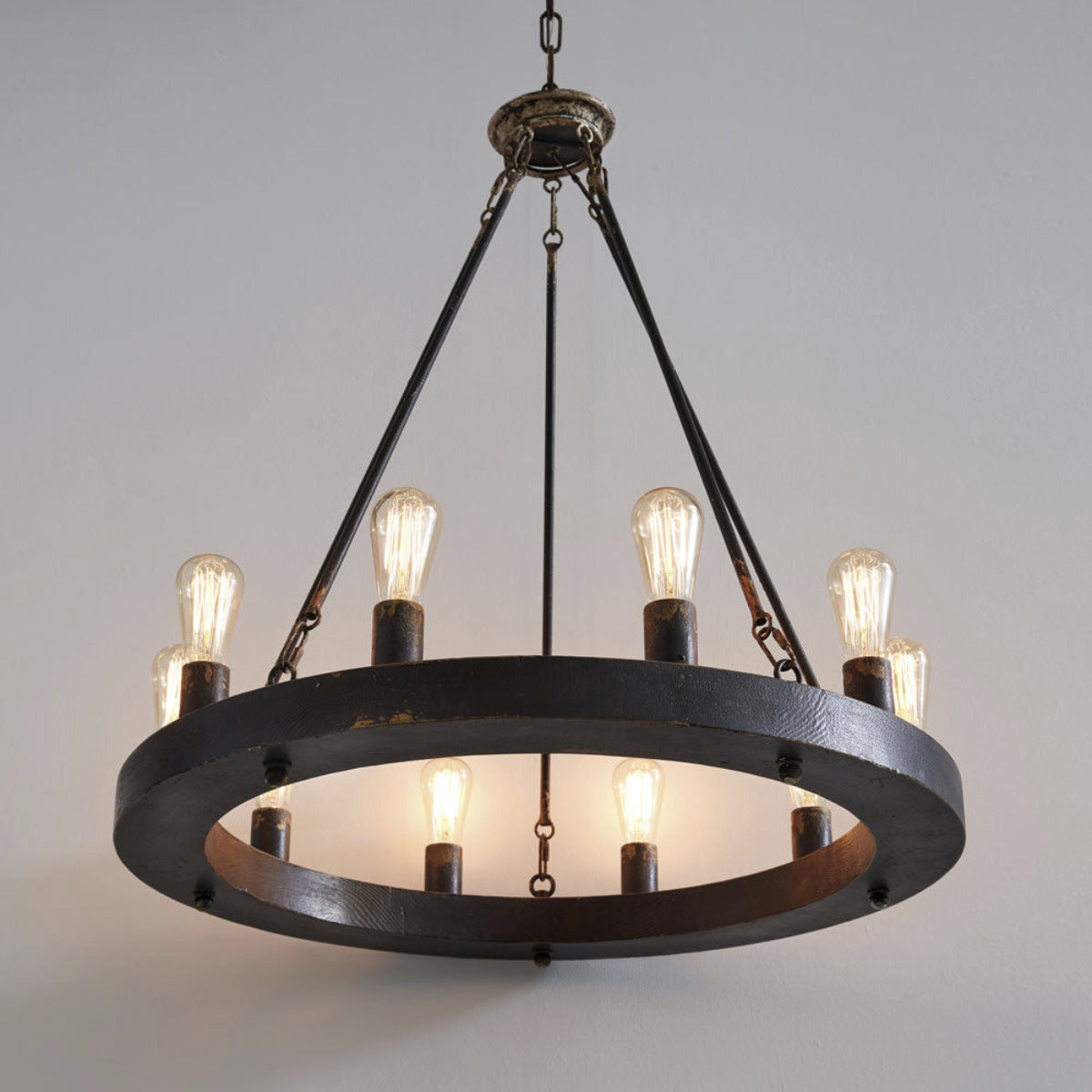 Wooden Wheel Chandelier