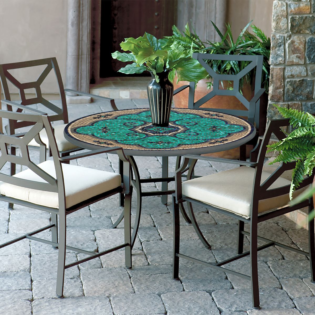 Sardinia Mosaic Patio Table-Iron Accents