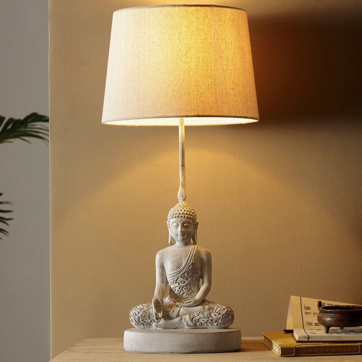 Serene Buddha Lamp - Tranquil Resin Table Lamp with Neutral display picture 1