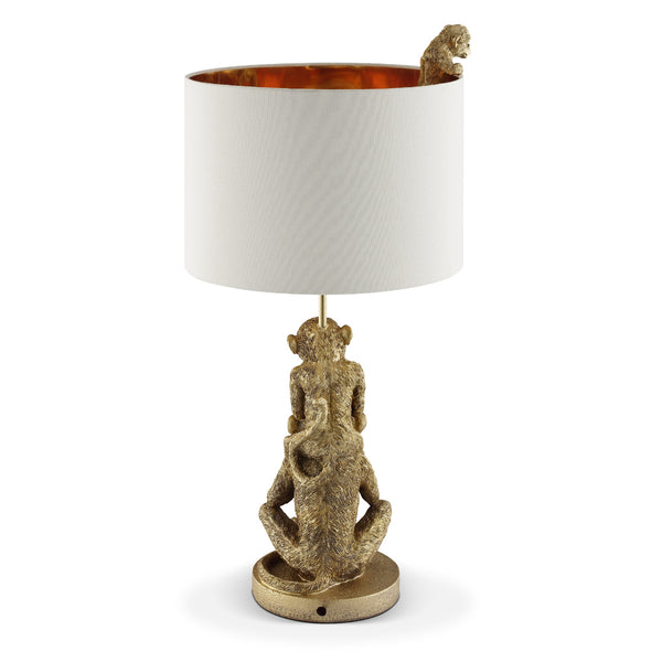 Madcap Monkey Desk Lamp – Gold & White - Iron Accents