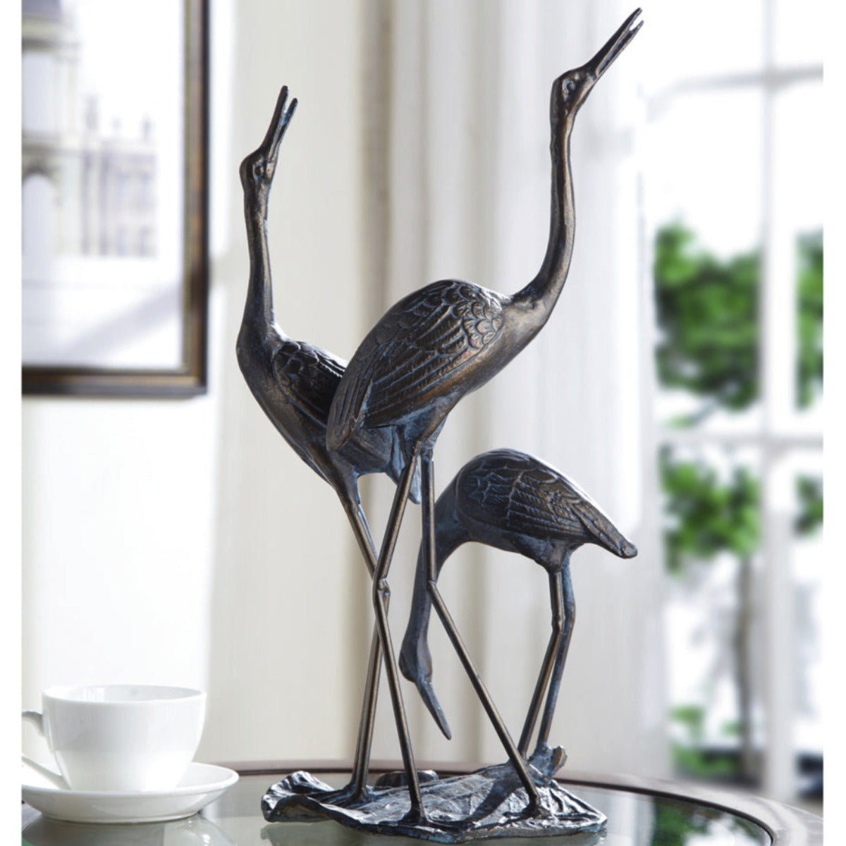 Elegance in Iron Crane Sculpture