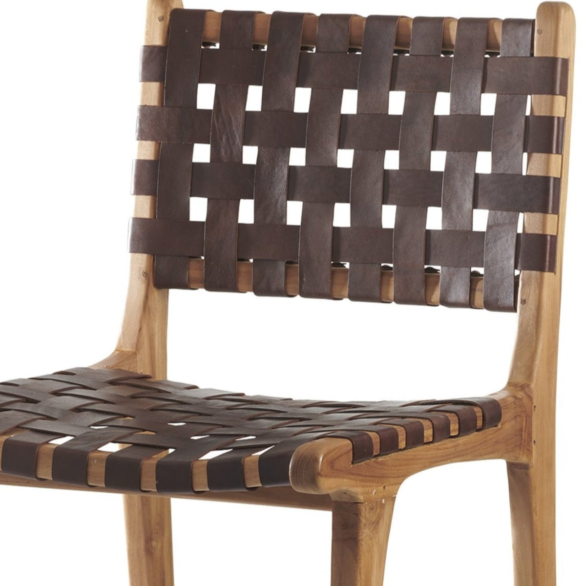 Woven Leather Counter Stool