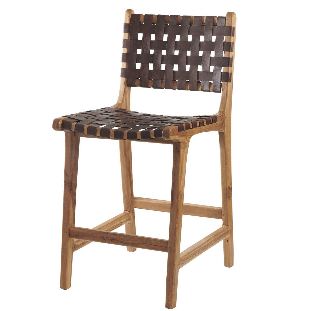 Woven Leather Counter Stool