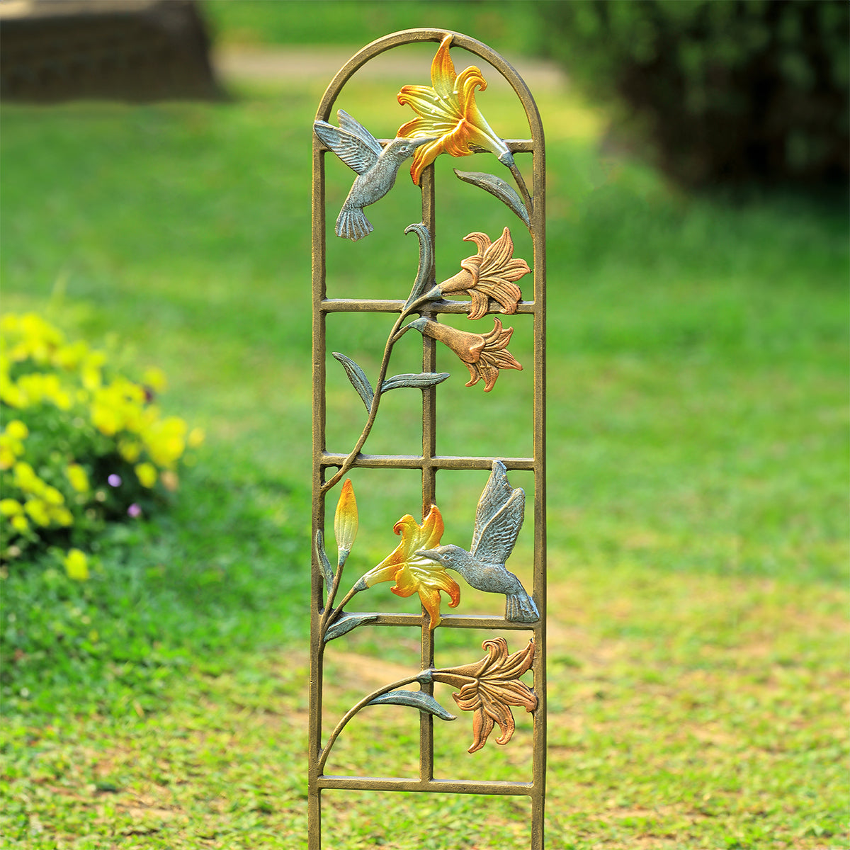 wrought iron plant trellis Spi Narrow Hummingbird Trellis 34" X 8.5" X .5" 2.5 Lbs. Aluminum