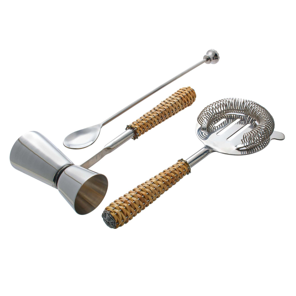 Woven Rattan Barware Set