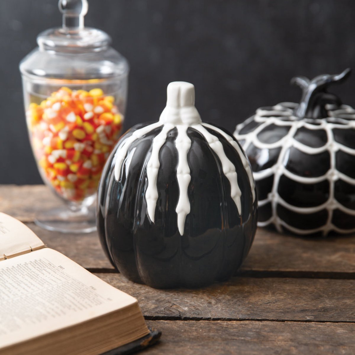 Skeleton Porcelain Pumpkin