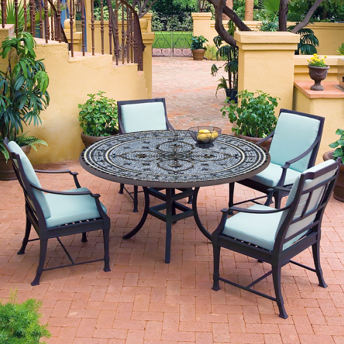 Roma Mosaic Patio Table-Iron Accents