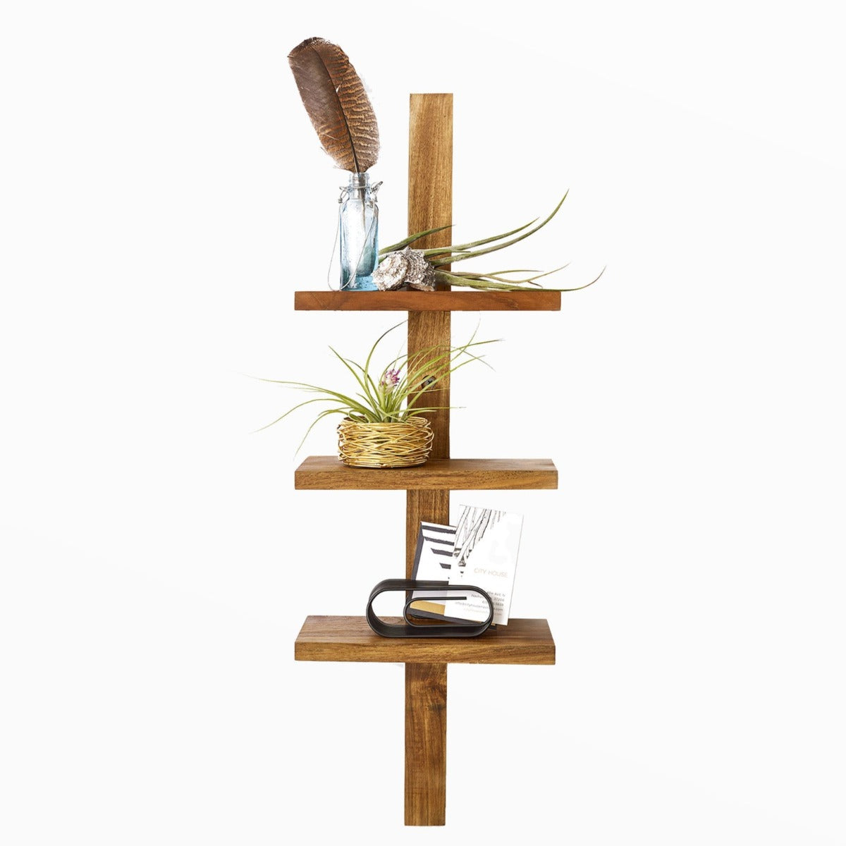 Teak Column Shelf - Mini