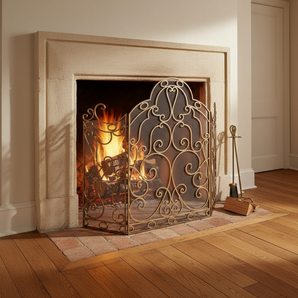 Parisian Crest Scroll Firescreen