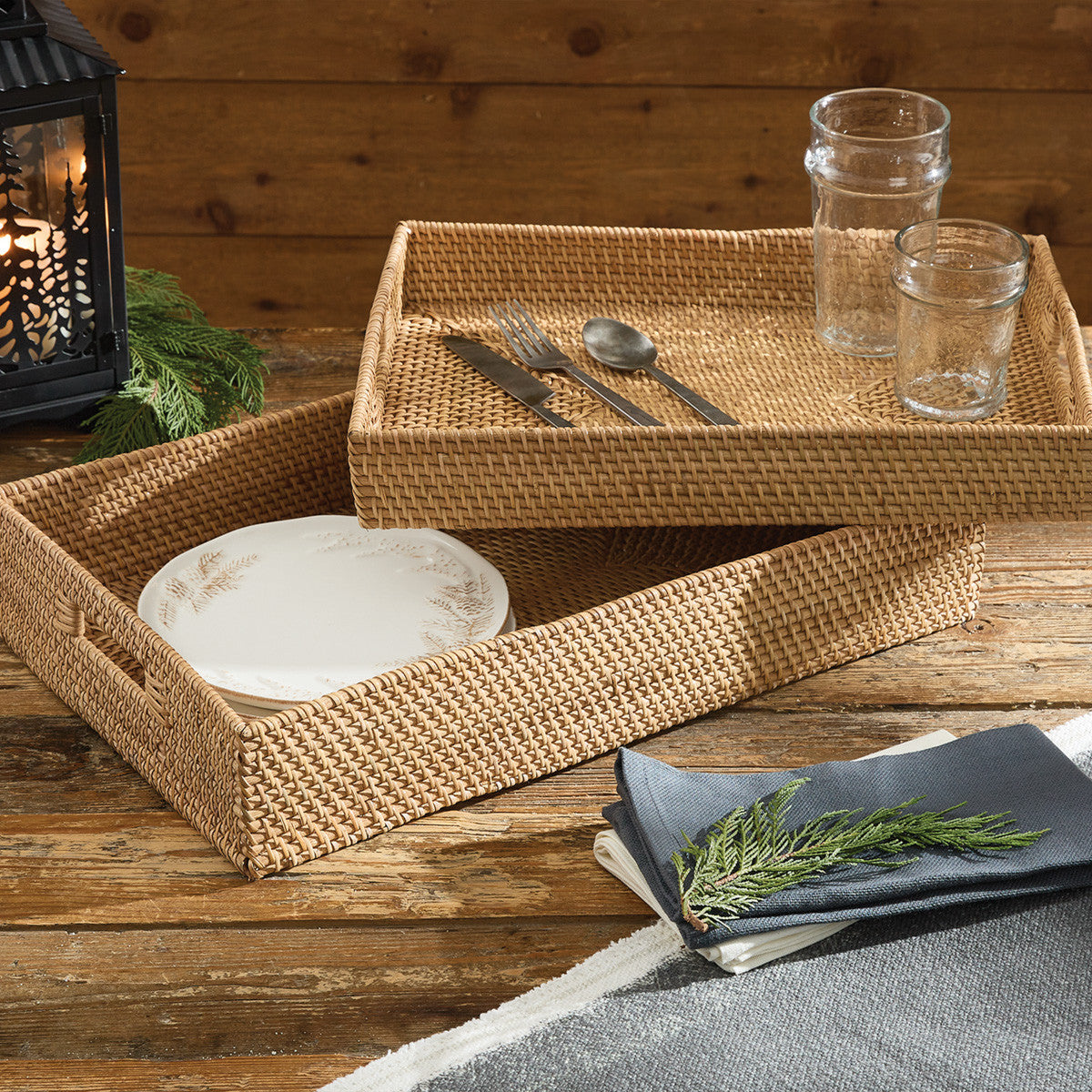 Rectangular Rattan Trays