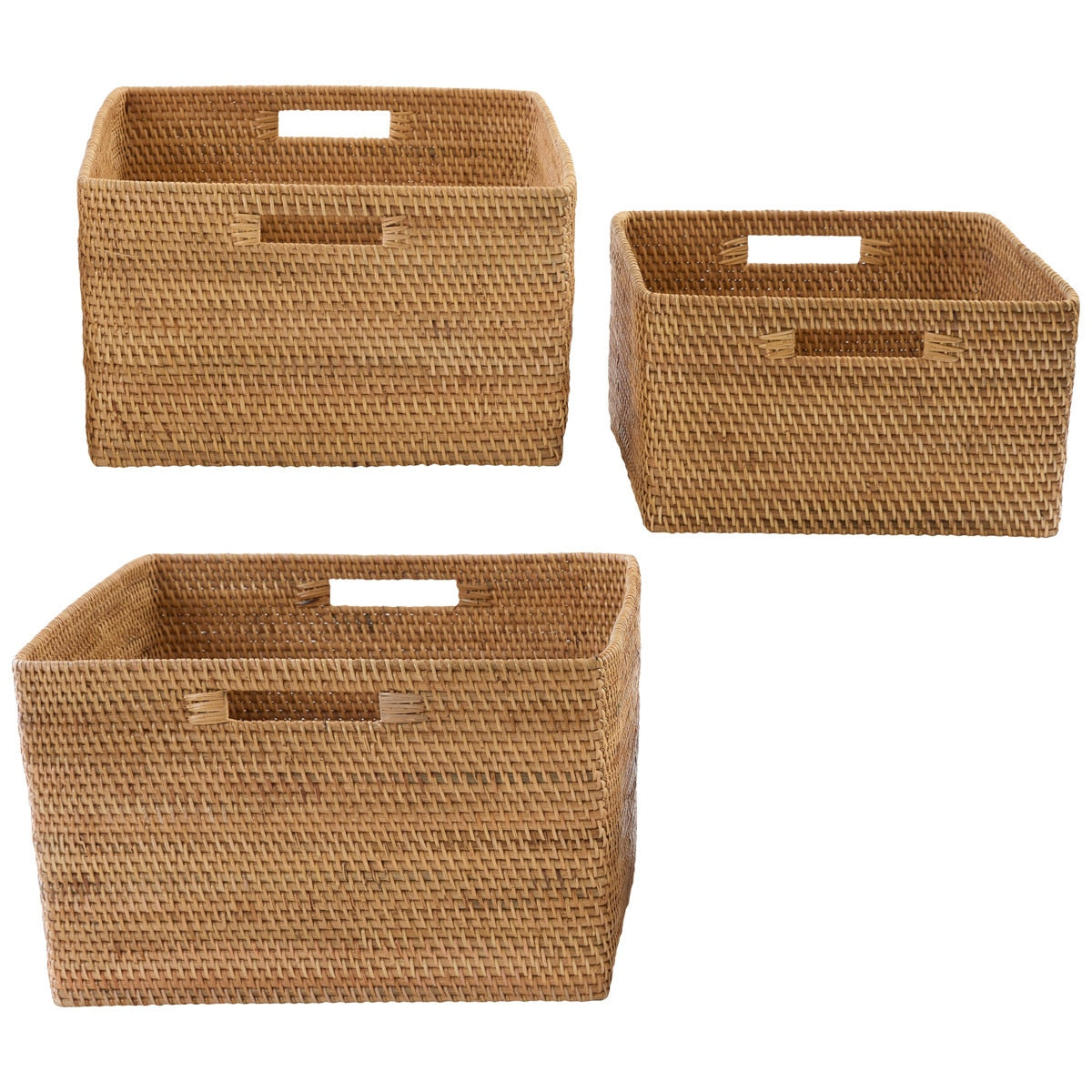 Harvest Woven Rattan Basket Set