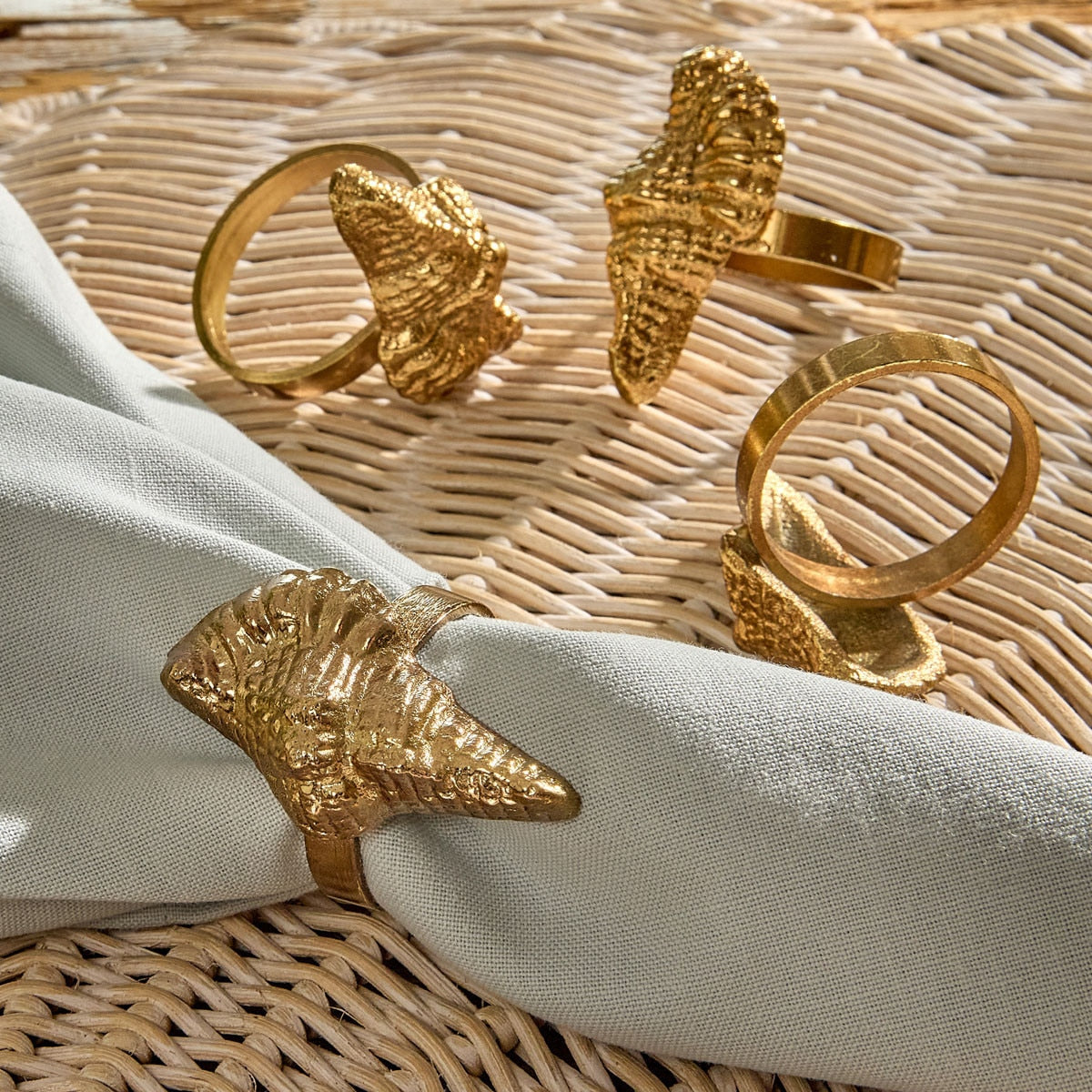 Golden Conch Napkin Rings