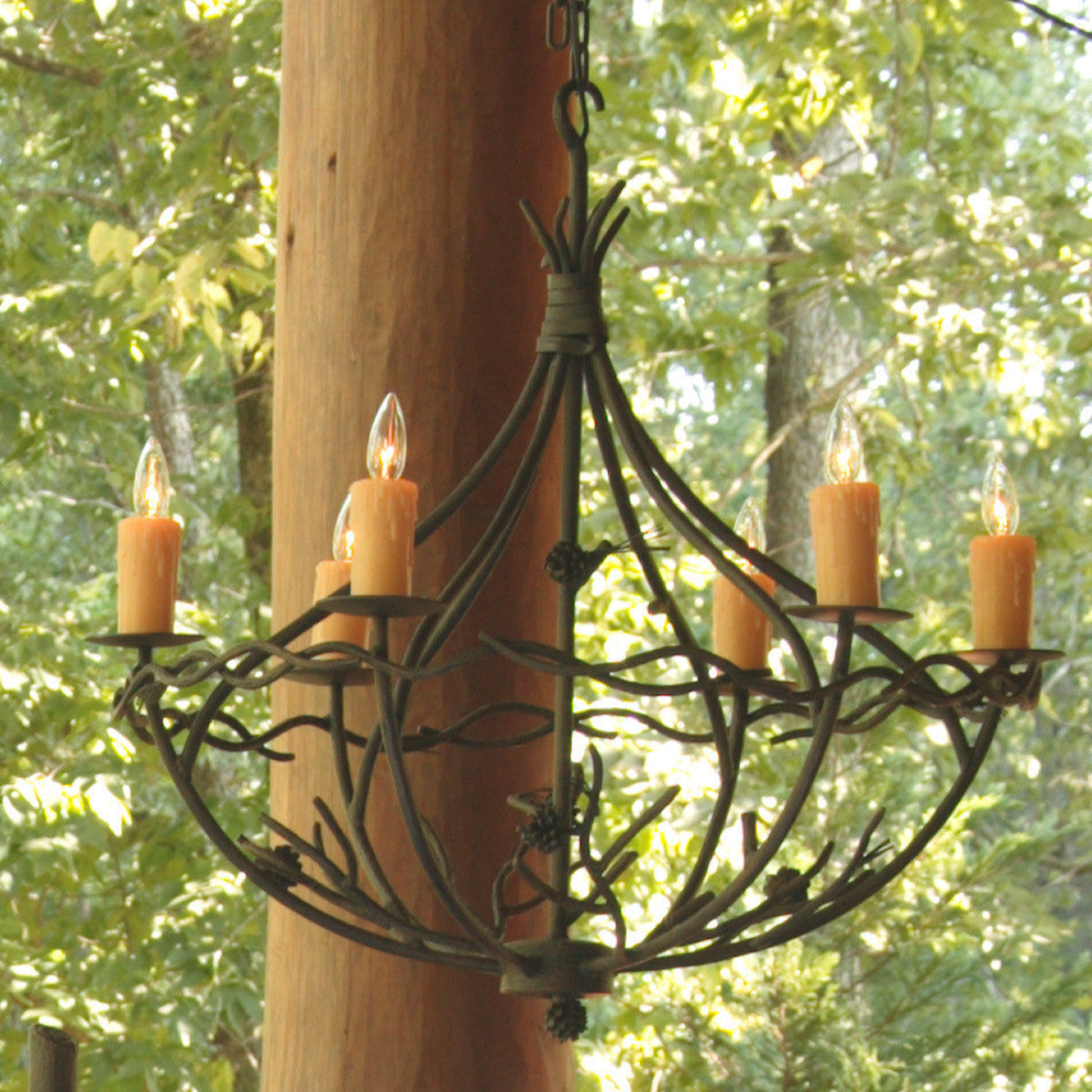 Pinebough 6 Arm Chandelier