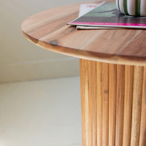 Acacia Wood Tambour Accent Tables