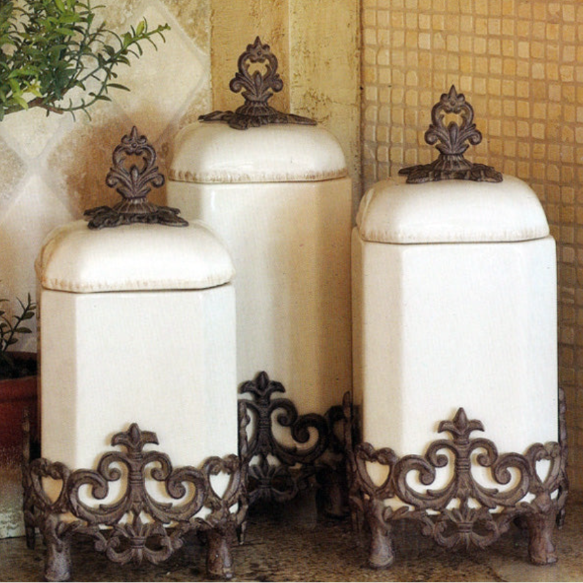 Acanthus Provencal Canister Set – Ceramic Kitchen Storage
