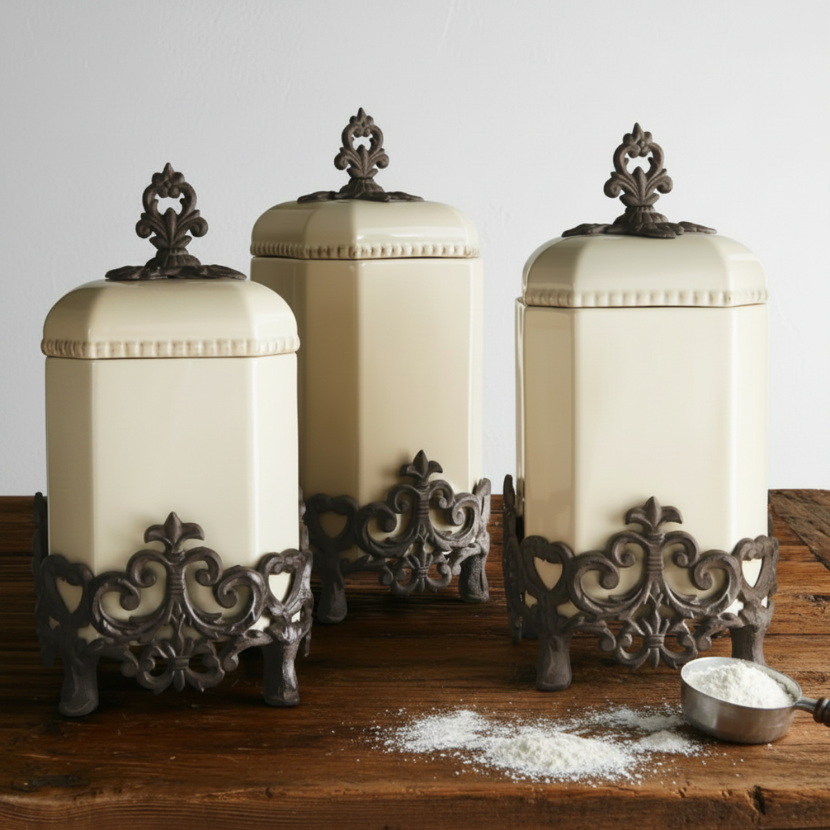 Acanthus Provencal Canister Set – Ceramic Kitchen Storage