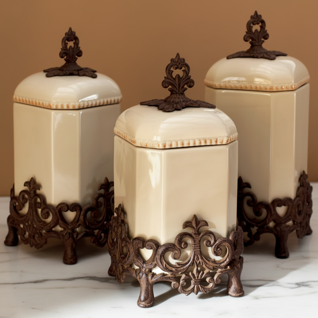 Acanthus Provencal Canister Set – Ceramic Kitchen Storage