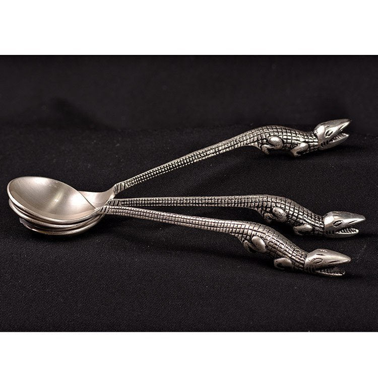 Alligator Soup Spoons (Set-4)-Iron Accents