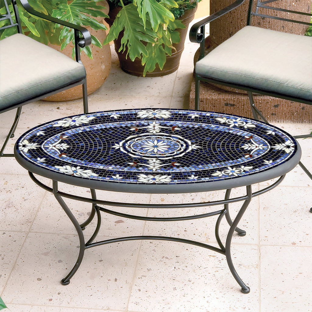 Amalfi Mosaic Coffee Table - Oval | Neille Olson Mosaics - Iron