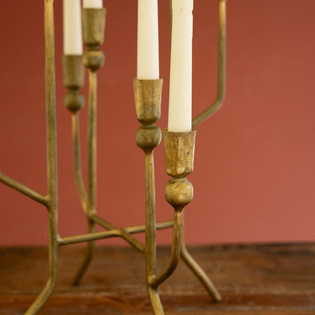 Antique Brass Eight Taper Candelabra