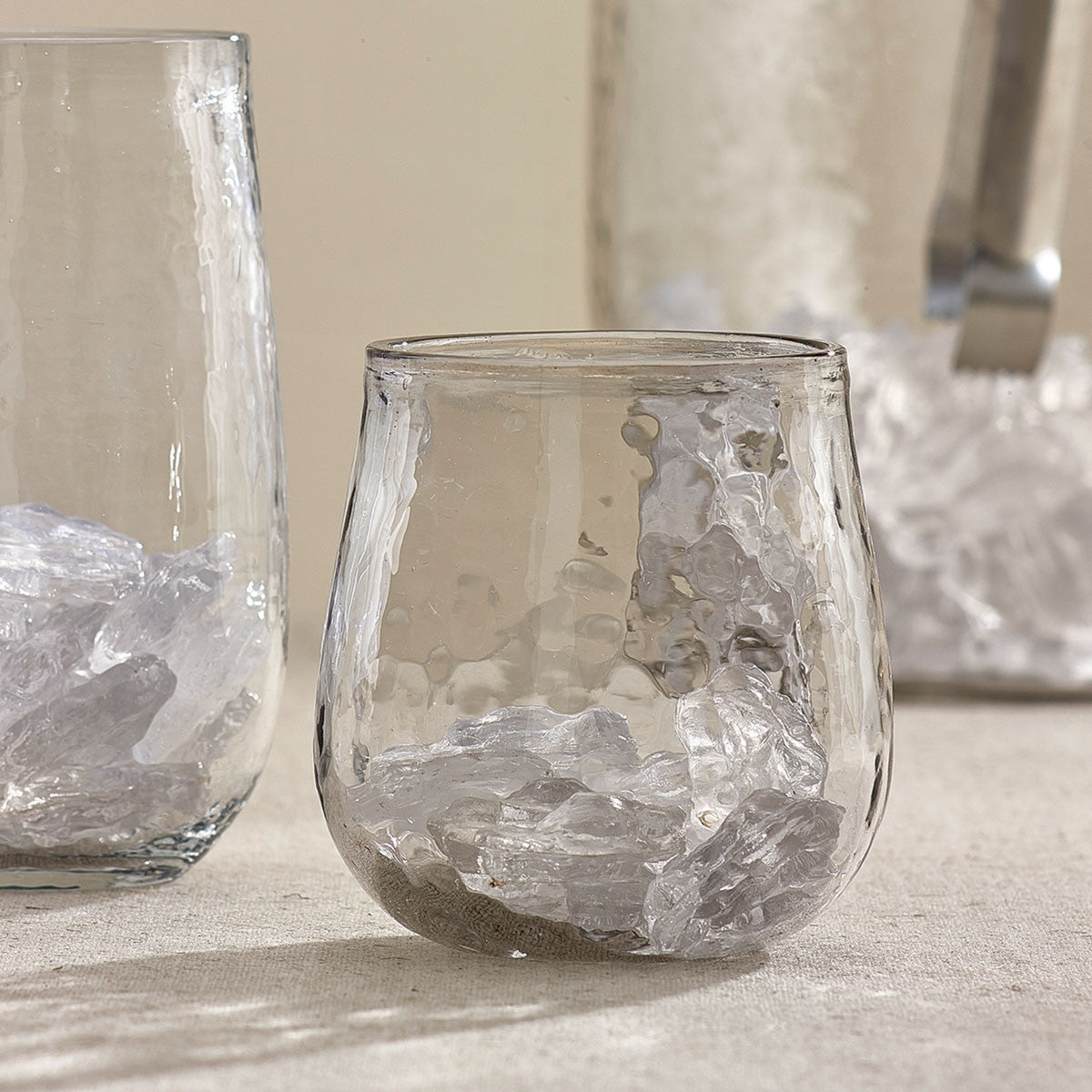 Artisan glass tumblers with softly colored bases