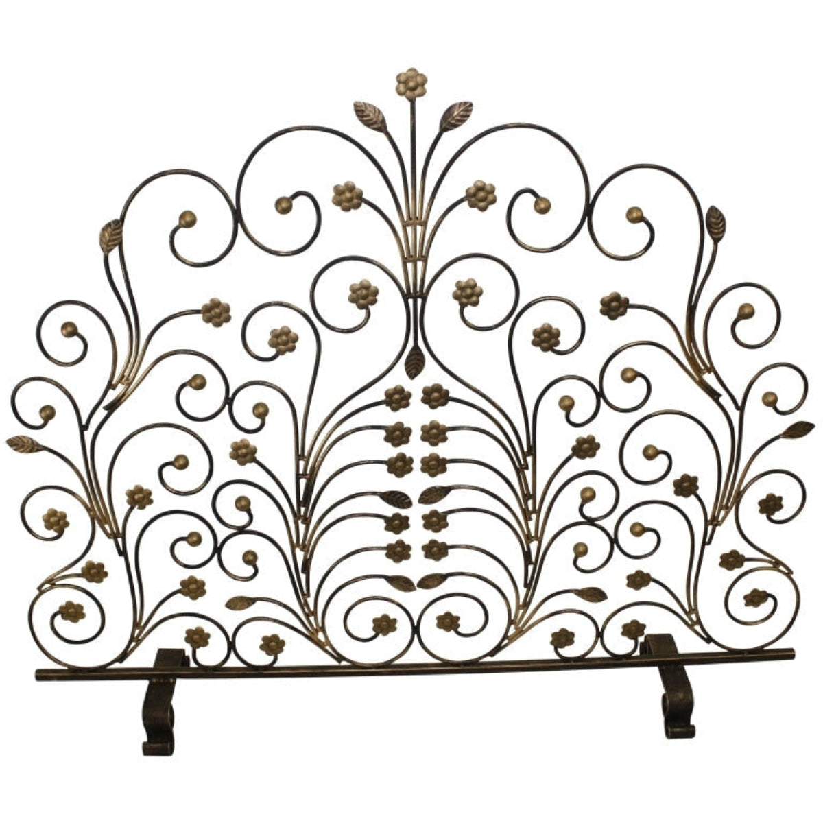 Art Nouveau Floral Iron Fireplace Screen