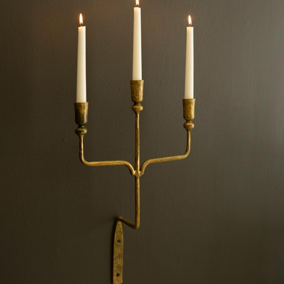 Ashcroft Antique Brass Triple Taper Wall Sconce