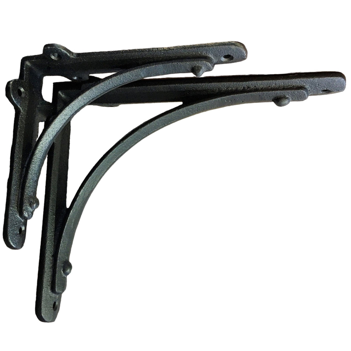 Ashford Black metal brackets on a white background - showing both available sizes