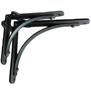 Ashford Black metal brackets on a white background - showing both available sizes