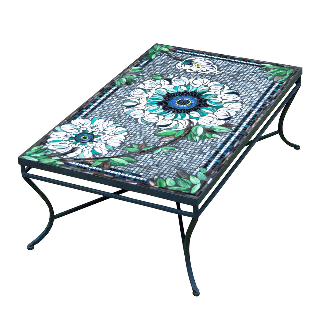 Azula Mosaic Coffee Table - Rect | Neille Olson Mosaics - Iron Accents