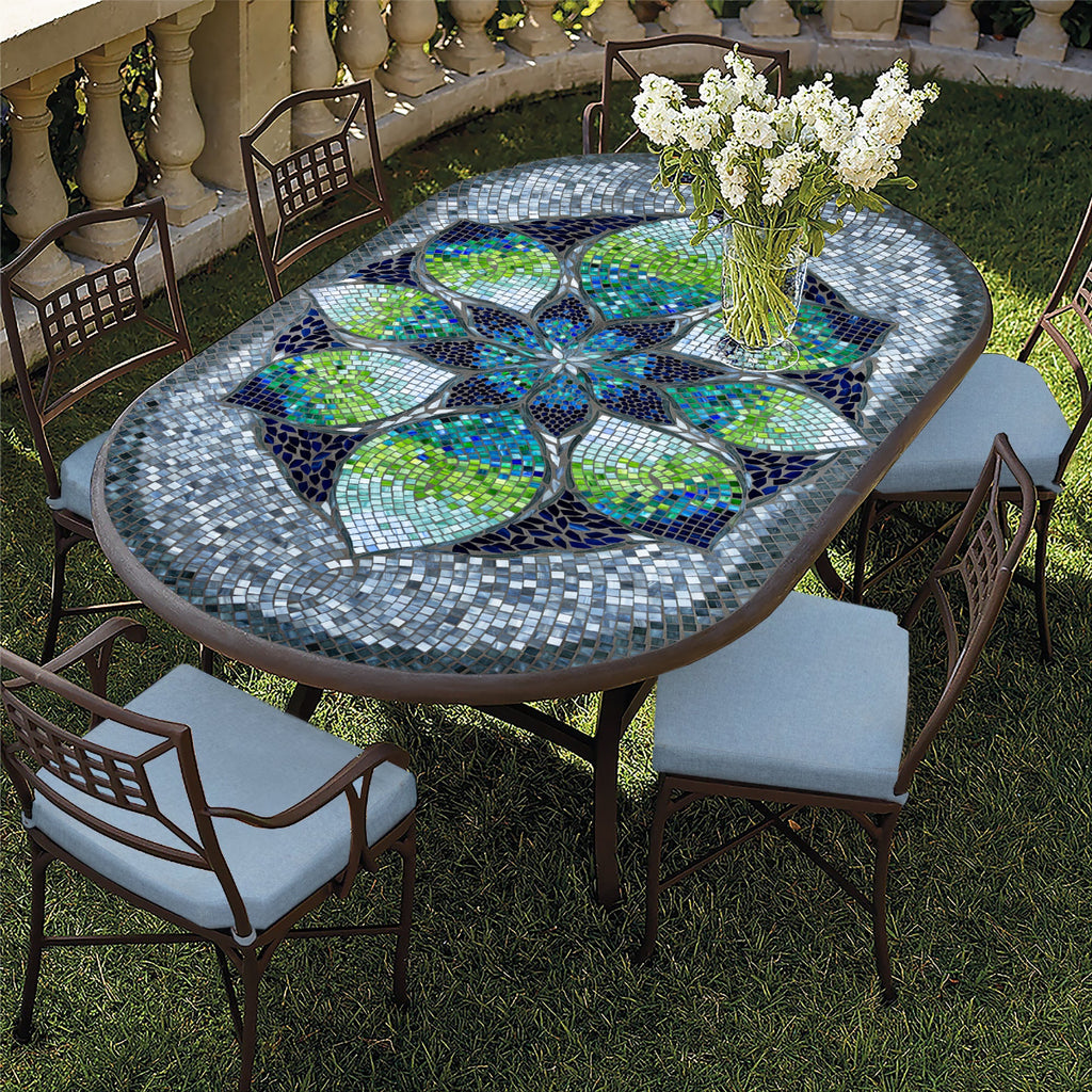 Belcarra Mosaic Oval Bistro | Neille Olson Mosaics - Iron Accents