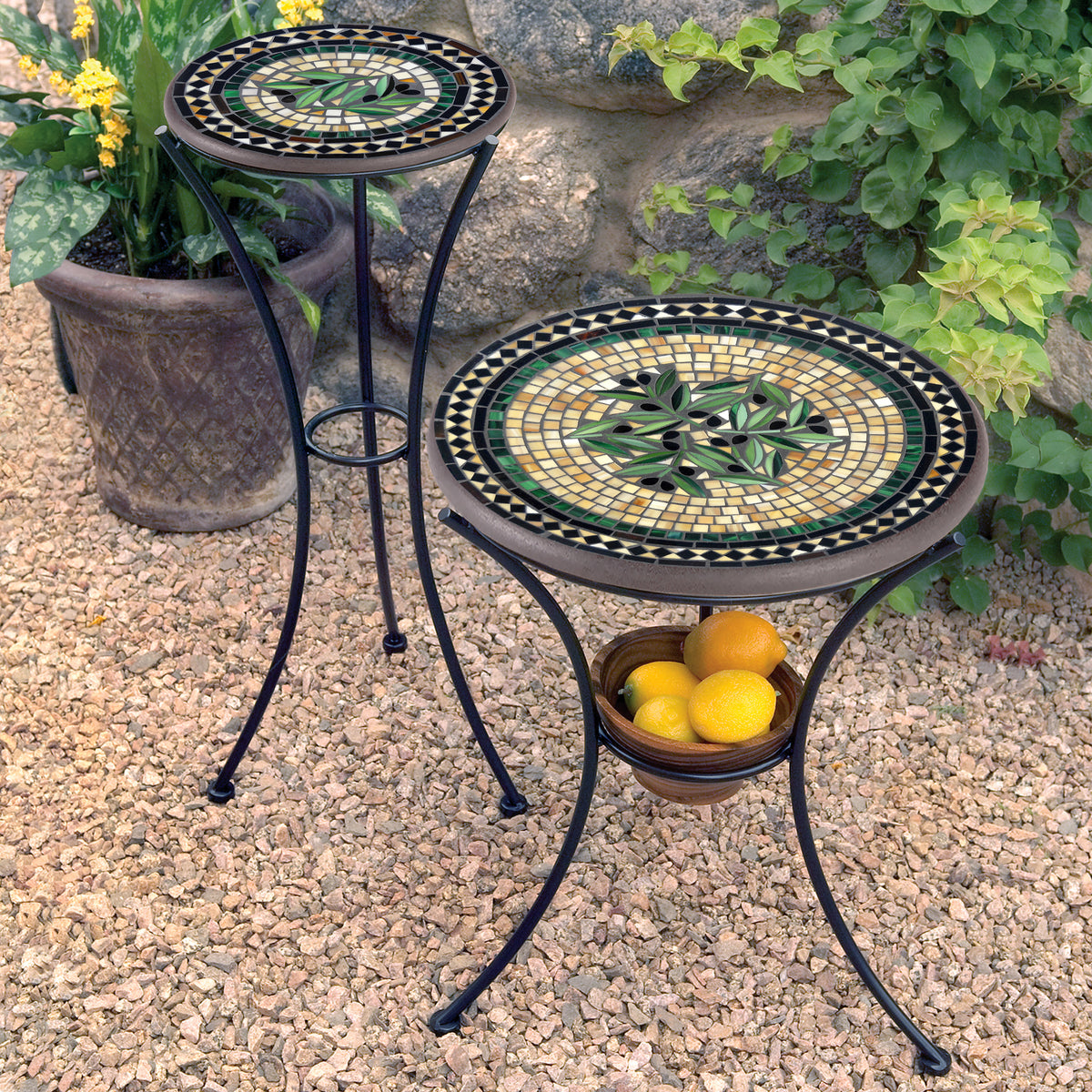 Black Olives Mosaic Plant Stands