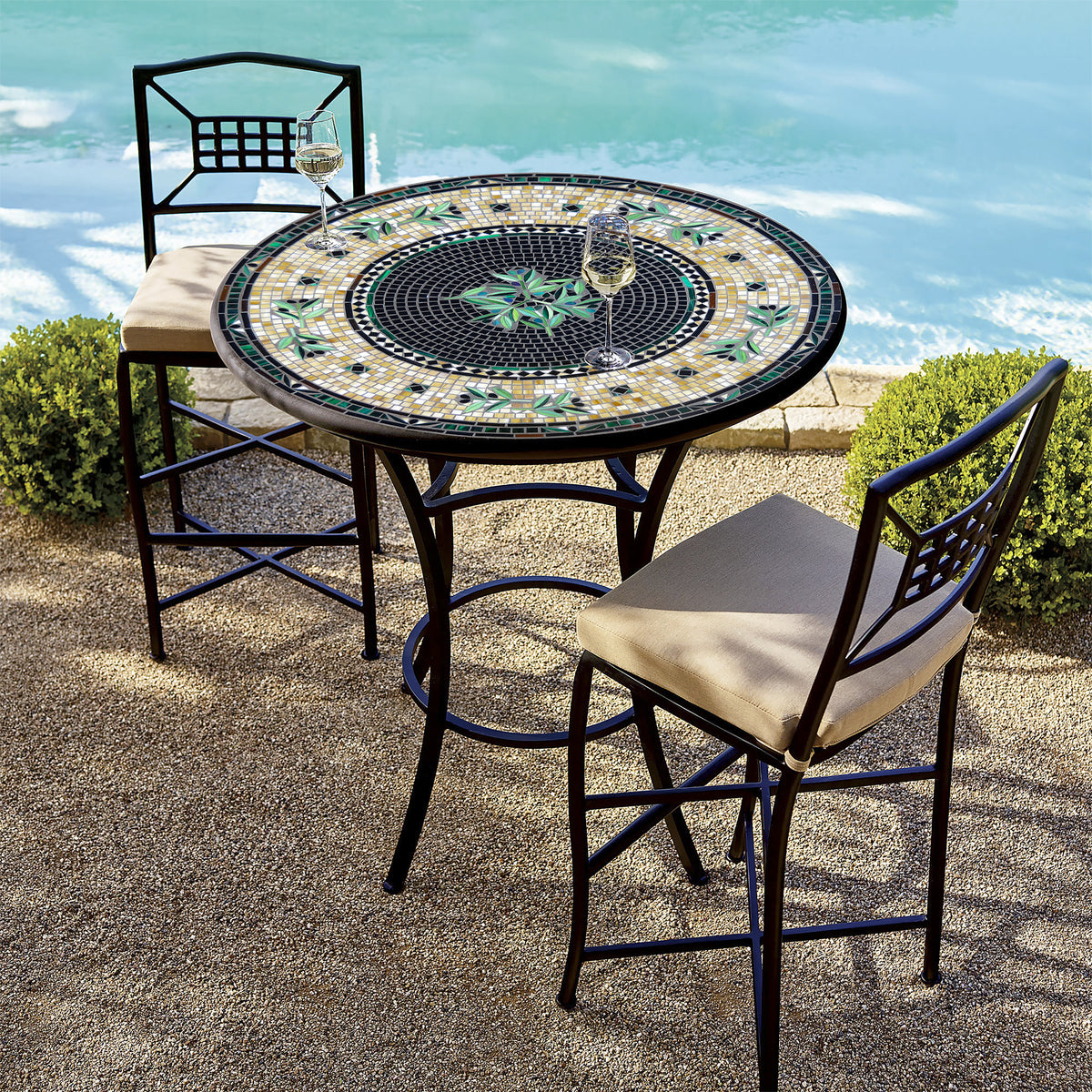 Black Olives Mosaic High Dining Set