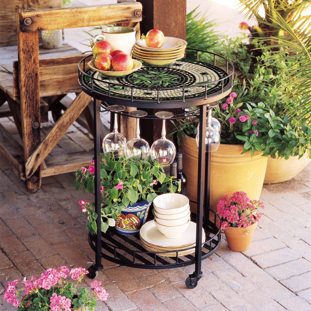 Black Olives Mosaic Serving Cart