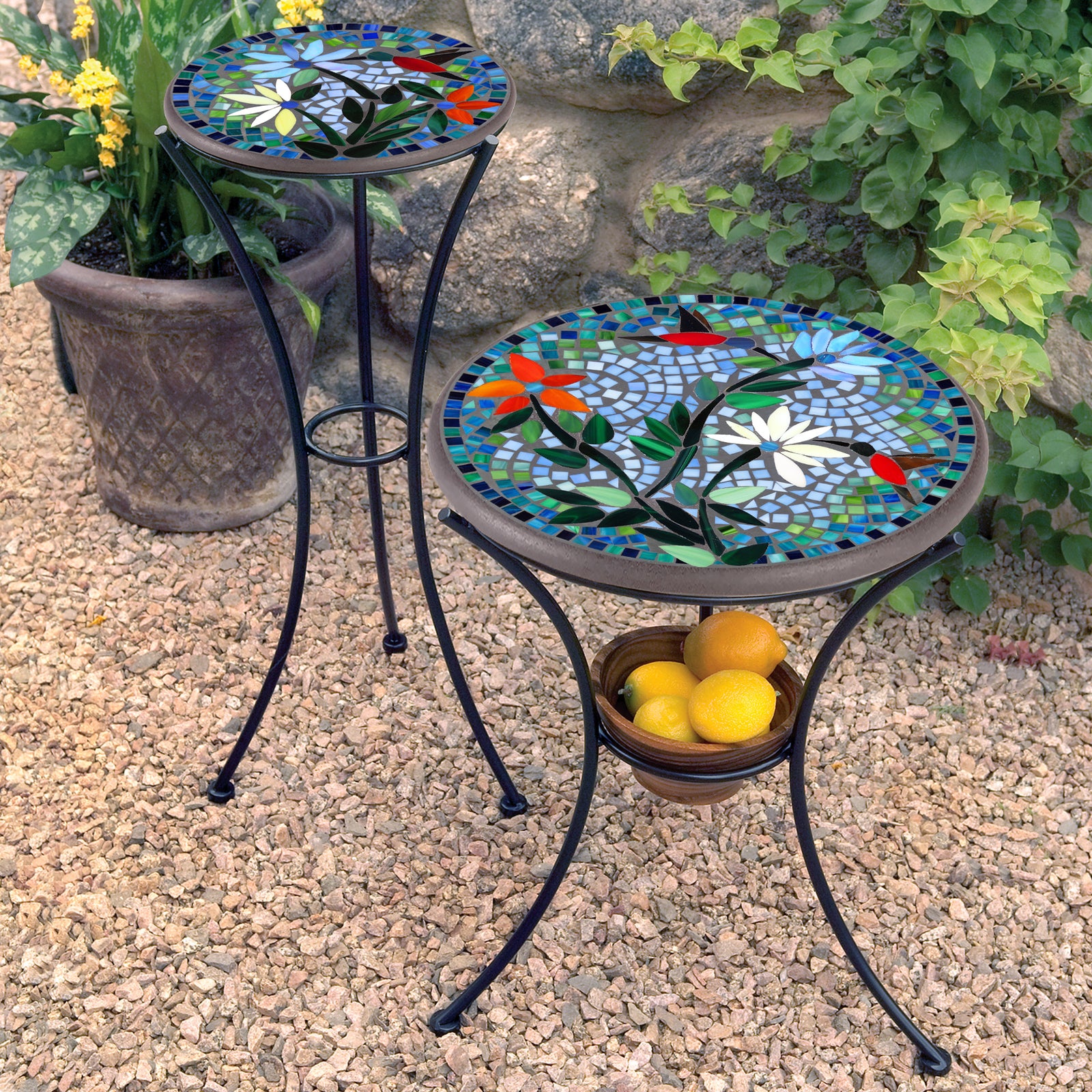 Blue Sky Hummingbird Mosaic Plant Stands