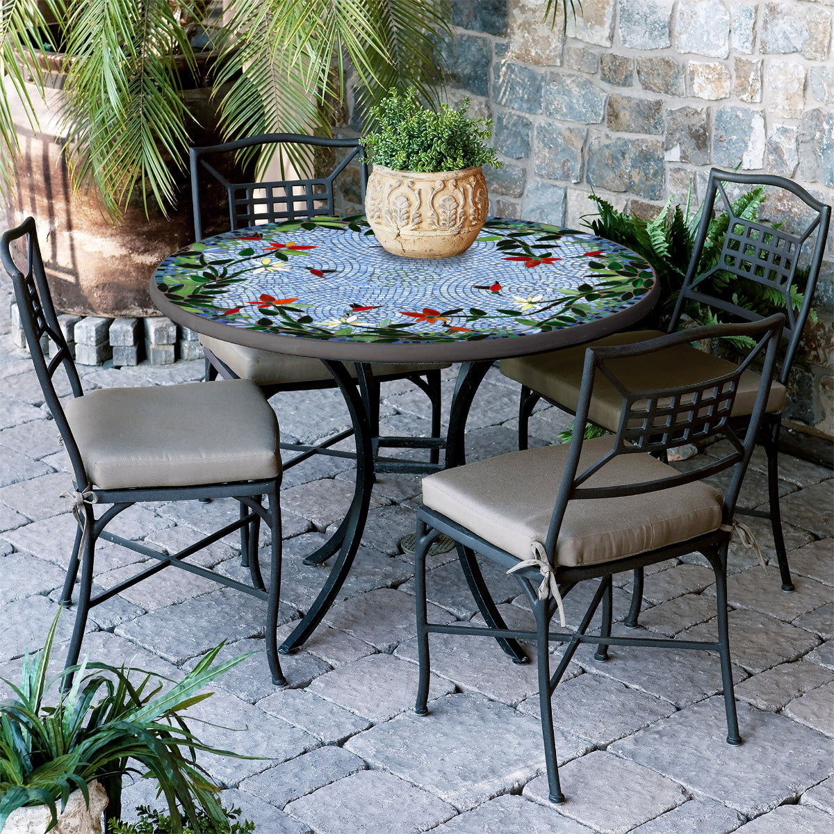Blue Sky Hummingbird Mosaic Patio Set