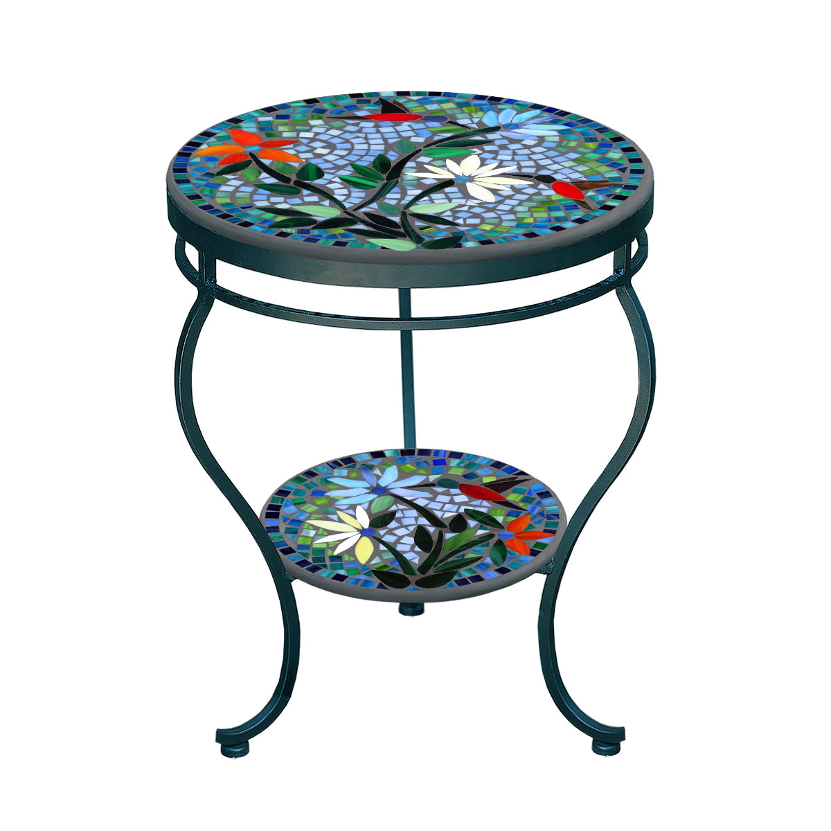 Blue Sky Hummingbird Mosaic Side Table - Tiered