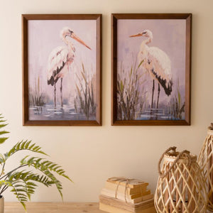Blush Marsh Heron Wall Art Set