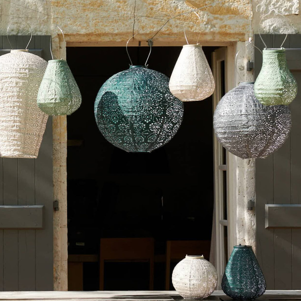 Indoor/Outdoor Bulb Topaze Lantern - Sage Green