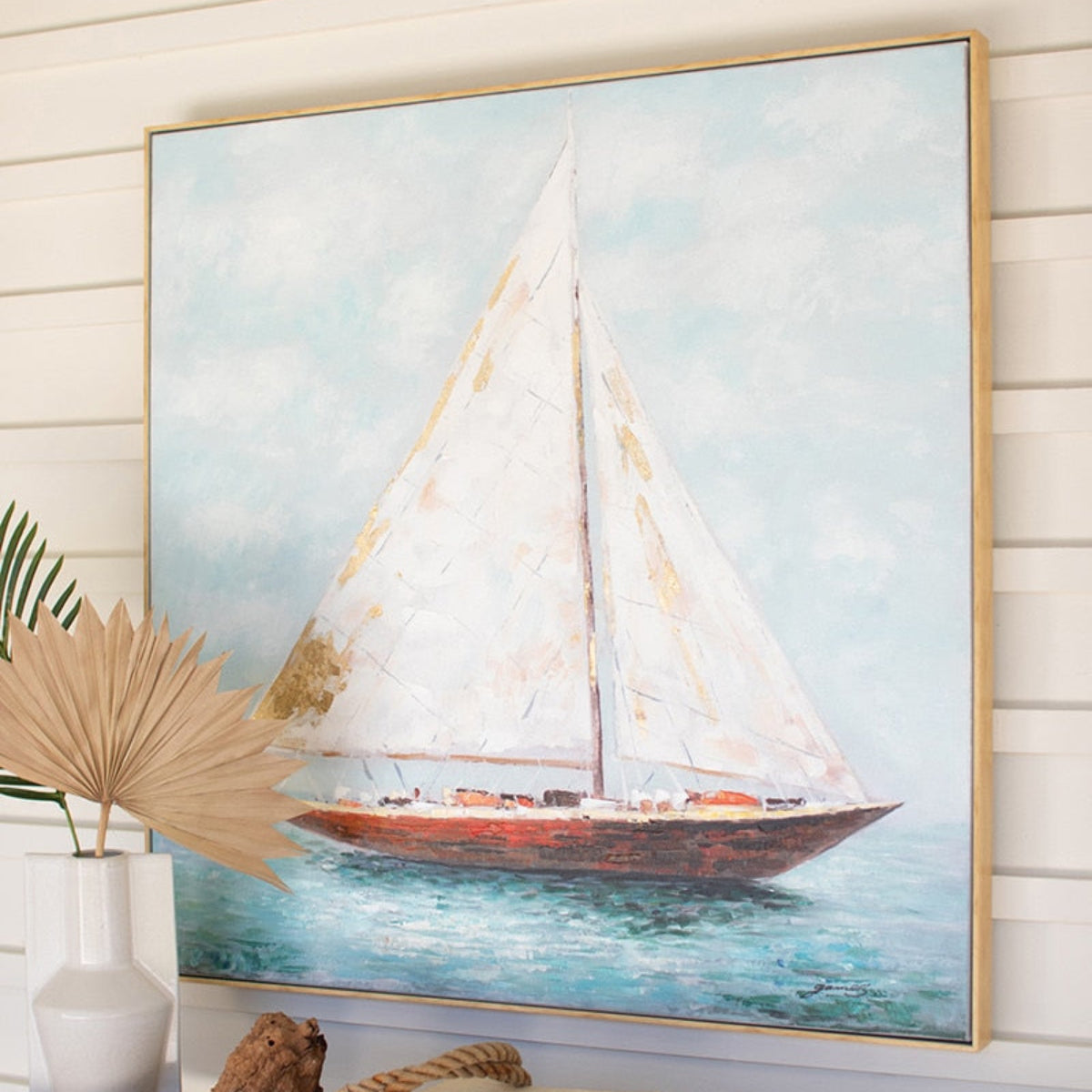 Windward Voyage – Framed Sailboat Oil Painting