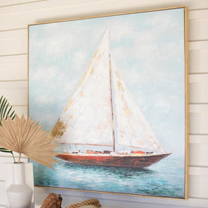 Windward Voyage – Framed Sailboat Oil Painting