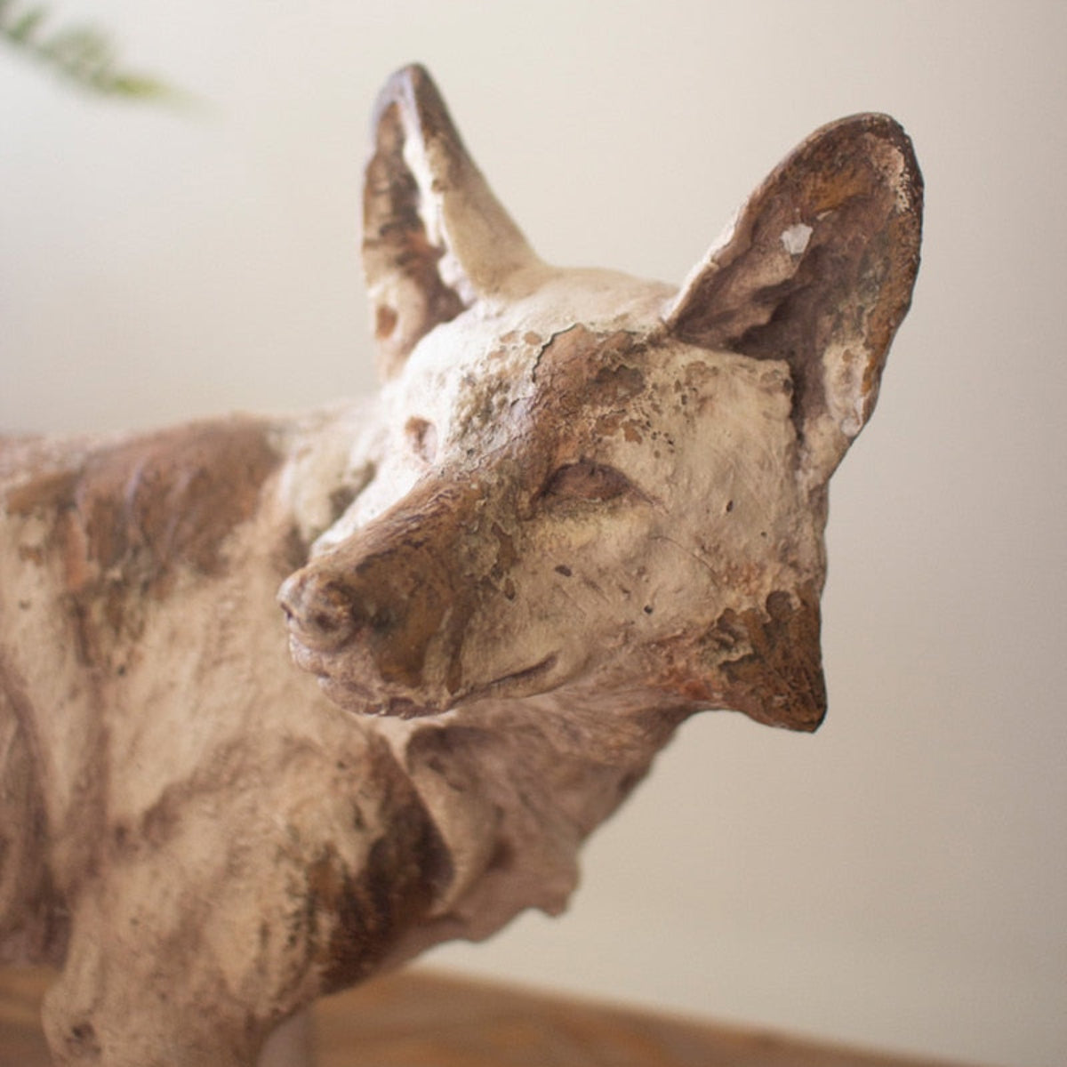 Quiet Watch Faux Concrete Fox Sculpture