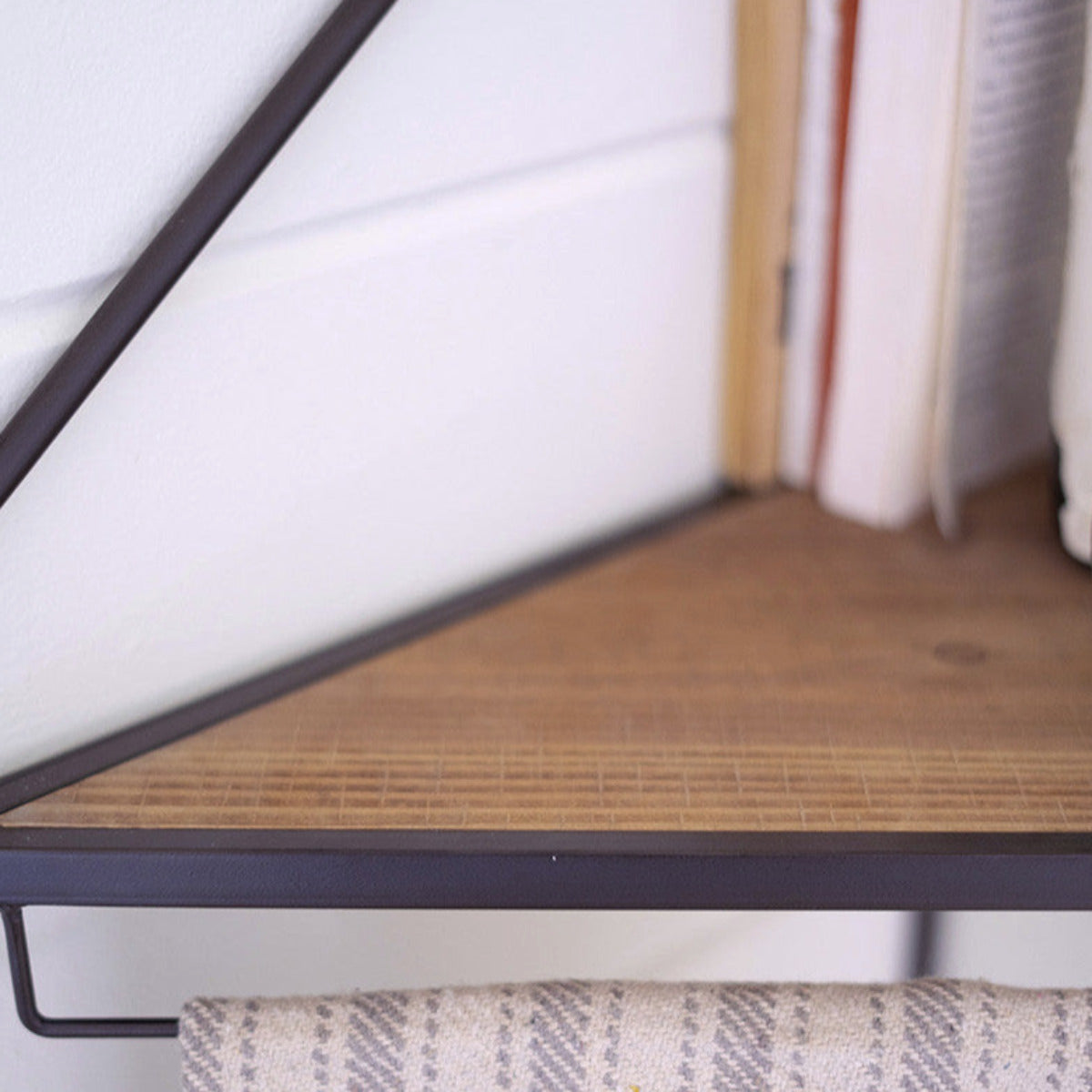 Triangular Shelf Door Modern Triangle Corner Shelf with Wood and Metal - Space-Saving Design ...