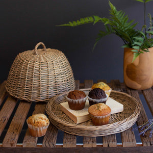 Rustic Rattan Covered Tray